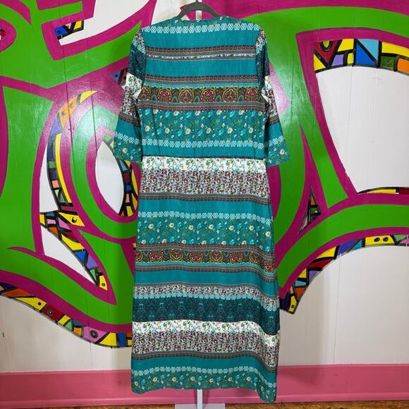 Teal Patterned Women's Dress Silky Dress. Size Medium. Excellent condition! - Picture 7 of 7